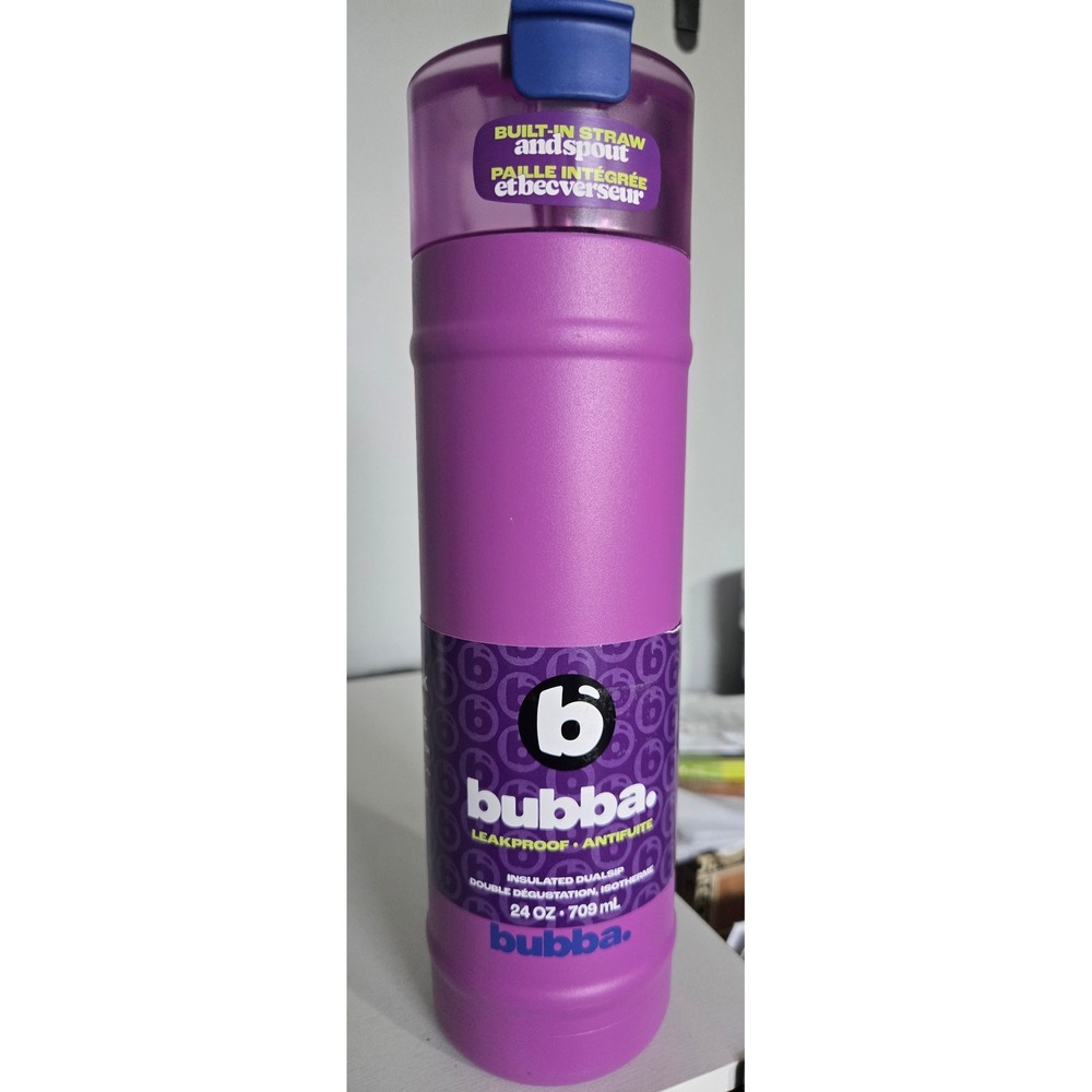 Bubba DualSip 24oz Insulated Water Bottle Moodbooster Purple Leakproof New